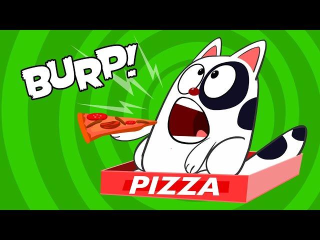 Kids song I DIDN'T MEAN TO BURP by Preschool Popstars funny children's music video with burping cat