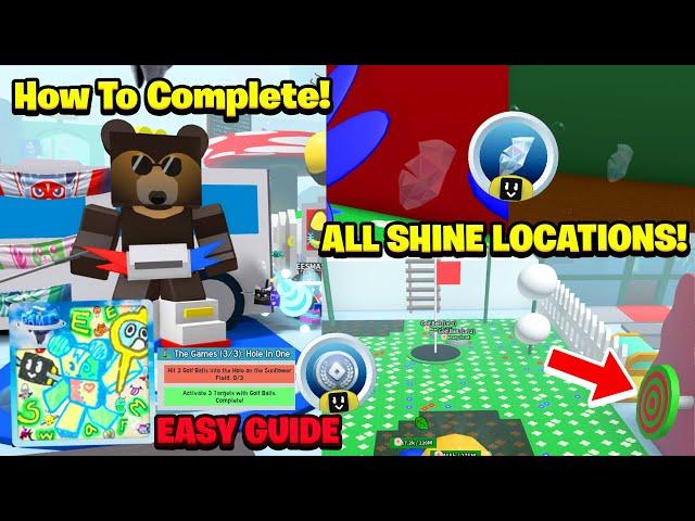 All Shine Locations & How To Complete THE GAMES Quests FULL GUIDE! (Activate 3 Targets) (Bee Swarm)