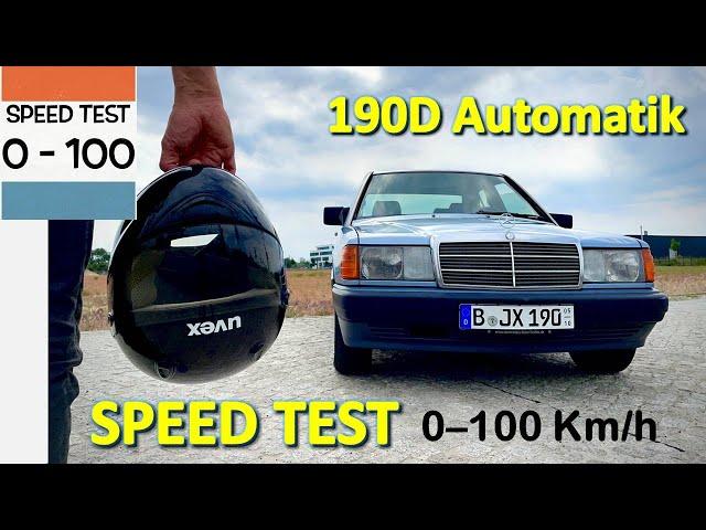 Speed ​​test Mercedes 190D automatic. Acceleration 0 - 100 km/h.