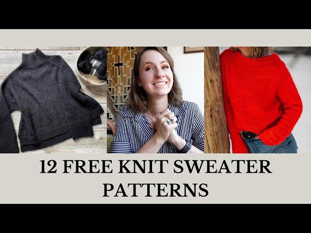 12 Free Beginner Friendly Knit Sweater Patterns ~ Linked in Description