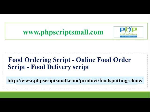 Food Ordering Script - Food Delivery script - Online Food Order Script