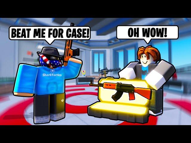 BEAT ME I GIFT YOU A SKIN CASE in Roblox Rivals....