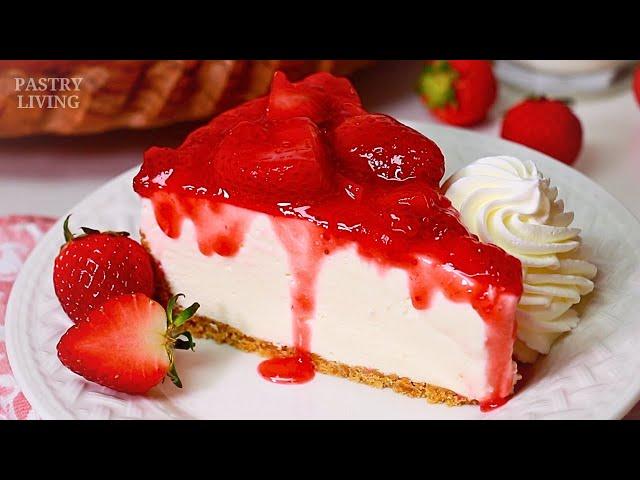 *Best-Ever* No Bake Strawberry Cheesecake  (So Smooth & Light!)