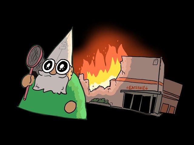 Green Wizard burns down the mall - animated