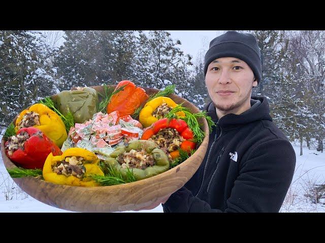 BEST STUFFED PEPPERS! | Cooking alone with the wild