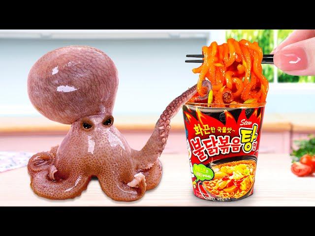 Best Korean Street FoodDelicious Miniature Stir Fry Spicy Baby Octopus Recipe️ Tiny Cakes