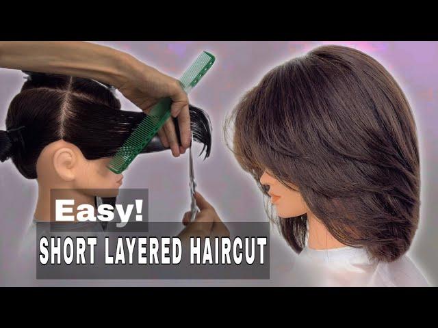 Easy! SHORT LAYERED HAIRCUT TUTORIAL