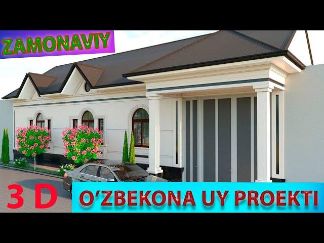 ZAMONAVIY O'ZBEKONA  UY PROEKTI  20 X28.70  7 XONALI    3 D MODEL