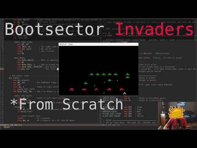 Bootsector Game From Scratch - Space Invaders (x86 asm)