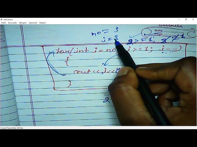 Print all natural number from 1 to n in reverse order using for loop in C++ programming language.