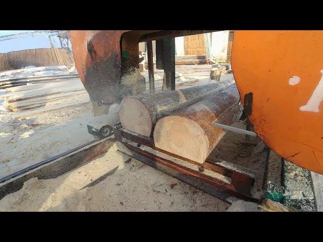 SAWING FOREST ON A BAND Sawmill - FOREST CUTTING PROCESS (ROUND SUSBAR)