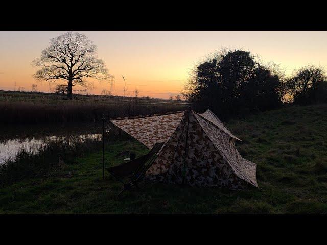 BACKWOODS BUNGALOW Trekking Pole Tent, Winter WILDCAMP, Royal Military Canal, Hiking Micro Stove