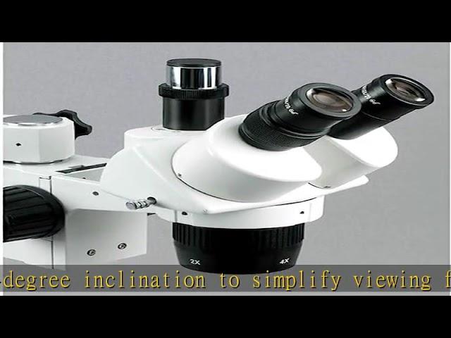 AmScope SW-3T24Z Trinocular Stereo Microscope, WH10x Eyepieces, 20X/40X/80X Magnification, 2X/4X Ob