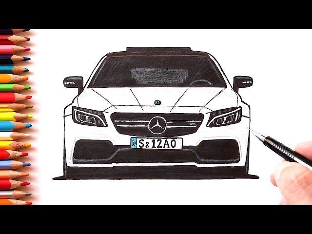 How to draw a Mercedes-Benz car