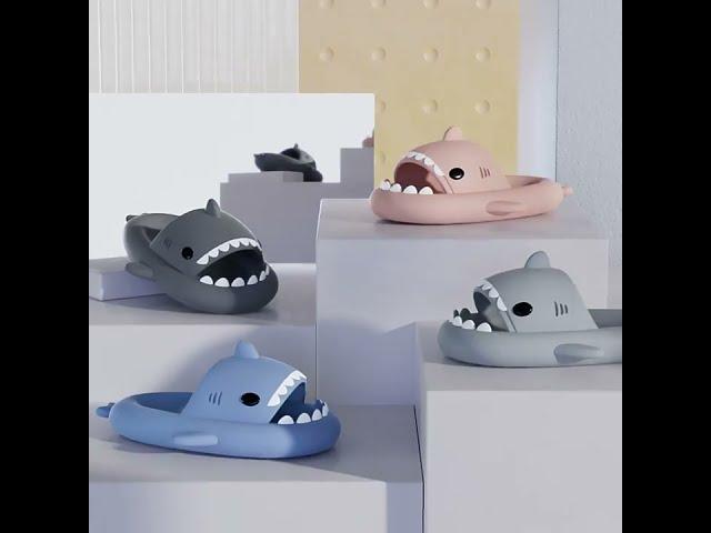 Cute Cartoon EVA Non-Slip Quick Drying Shark Slippers Bathroom Slippers Gym Slippers House Slippers