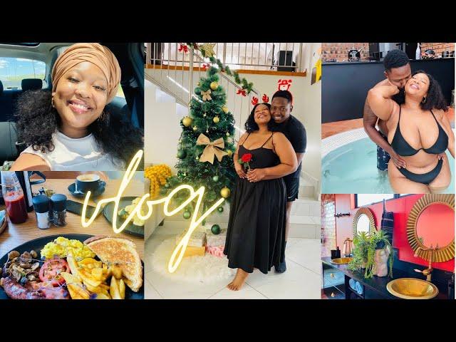 ANNIVERSARY VLOG:Surprise Getaway||Luxury Cabin Tour||Breakfast||Christmas tree up||SA YouTuber