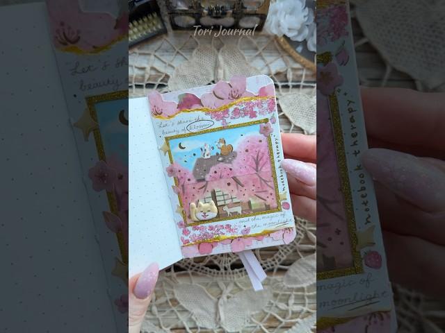 ASMR journal mini triple spread Sakura|#asmr #scrapbooking #journal #fyp #diy #sakura