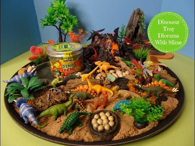 Dinosaur Small World Tray Diorama- With Crazy Aarons Slime Charmers Dino Dew Slime