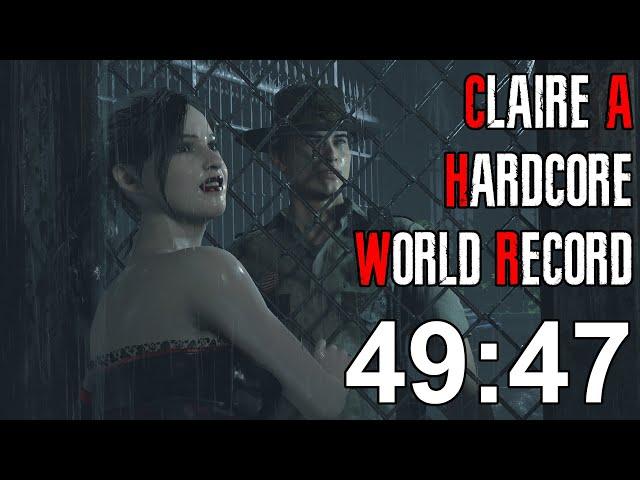 Resident Evil 2 Remake - Claire A Hardcore Speedrun World Record - 49:47