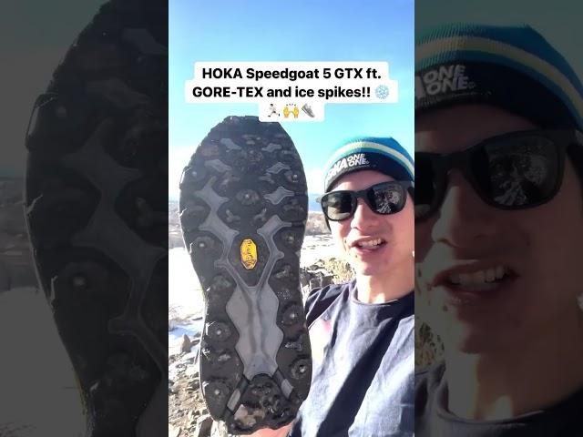 HOKA Speedgoat 5 GTX with GORE-TEX and ice spikes! #winterrunning #trailrunners