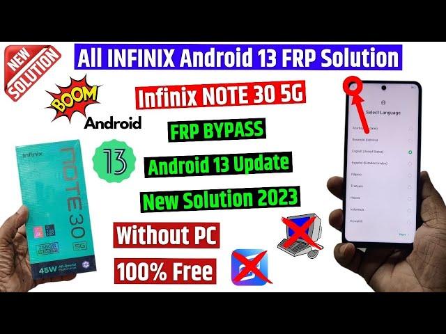 All Infinix Mobile FRP Unlock Android 13 Update: Infinix Note 30 5g Frp Bypass (without pc)