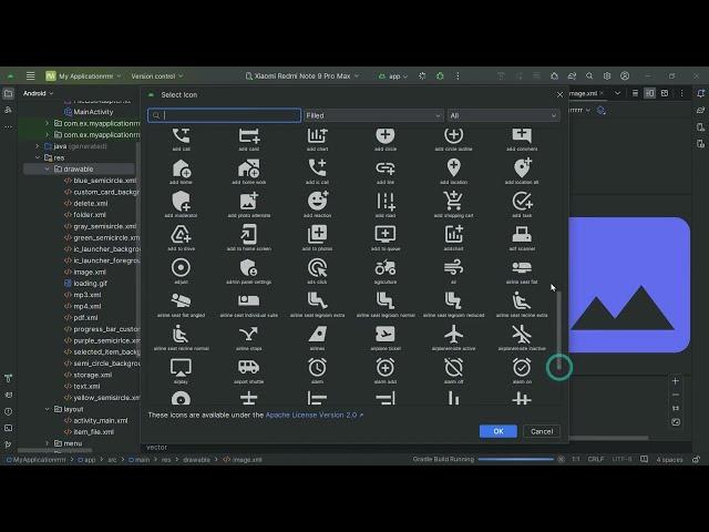 [ Solved ] Vector Asset Icons (Material Icons) Not Showing in The List - Android Studio