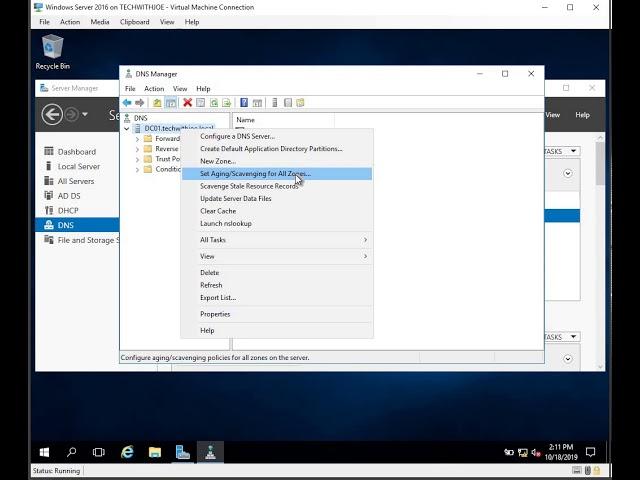 Enable and Set DNS Scavenging in Windows Server 2016