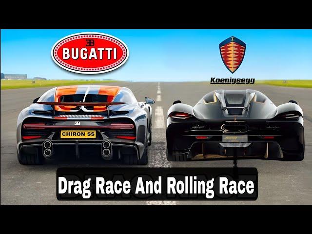 Koenigsegg Jesko Vs Bugatti Chiron SS Drag Race And Rolling Race