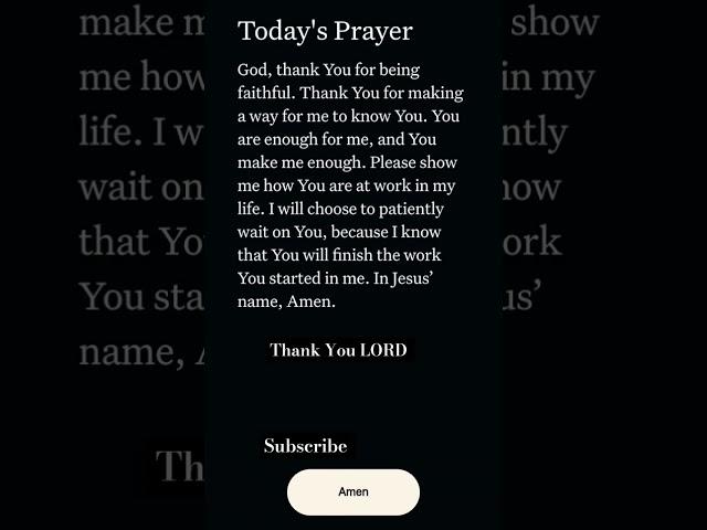 Today's PRAYER: Thank You LORD  #dailyprayer