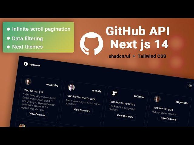 Build a Next.js App with GitHub API, Search, Infinite Scroll Pagination, ShadCN UI, and Tailwind CSS