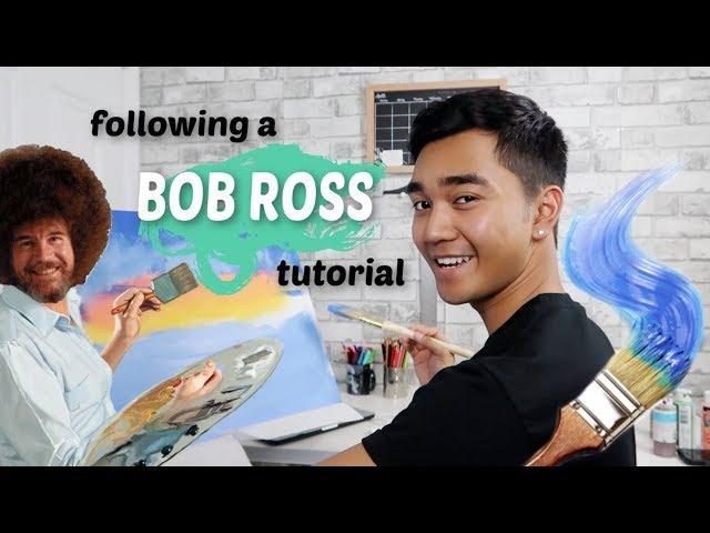 FOLLOWING A BOB ROSS PAINTING TUTORIAL! | DOLLAR STORE MATERIALS | Charles Polino