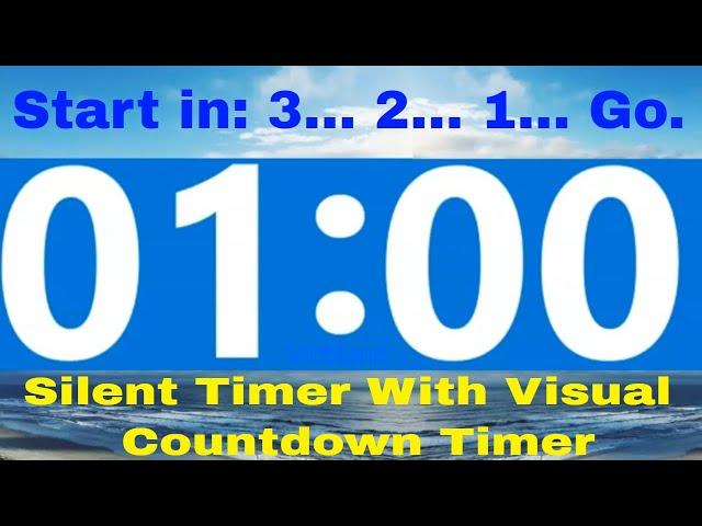 1 Minute Countdown Timer Silent No Music * NO ADS DURING TIMER * 3 Second Count Down To Start -2022