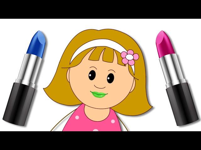 Best Learning Videos for Toddlers | Ep 9 - Learn Colors With Elly's Lipstick | Funny Make Up Face