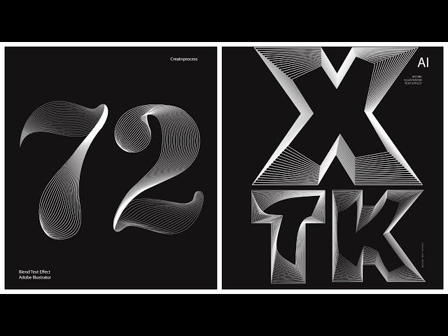 Blend Text Effect in Adobe Illustrator | Blend tool, Replace spline & scissor tool | Graphic design