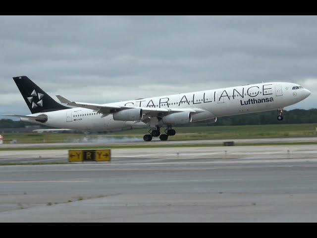 Lufthansa A340-300 landing, DTW