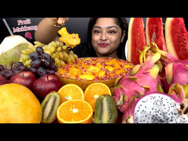 FIRST TIME ON THIS CHANNEL FRUIT MUKBANG MANGO SAGO, WATERMELON, APPLE, GRAPES, DRAGON FRUIT, KIWI