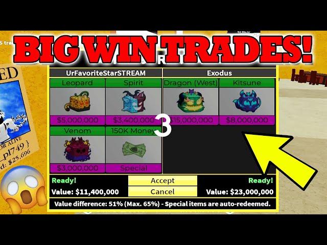 OMG! I Got Dragon & Kitsune! BLOXFRUIT BIG WIN TRADE? WIN/LOSE? COMMENT!