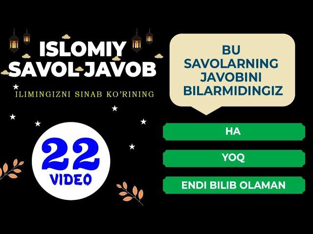 Islomiy savol javob #22 | diniy savol javoblar | исломие савол жавоб Abdullloh domla #savoltv