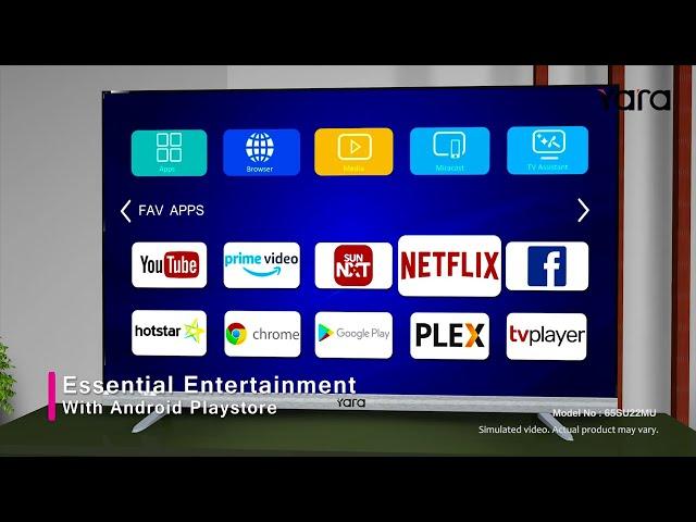 Yara 65" 4K UHD Smart Android TV | A+ Grade Panel | Voice Remote | Dolby Audio | 65SU22MU