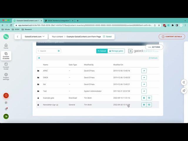 Integrate Kontent.ai with GatedContent.com Forms
