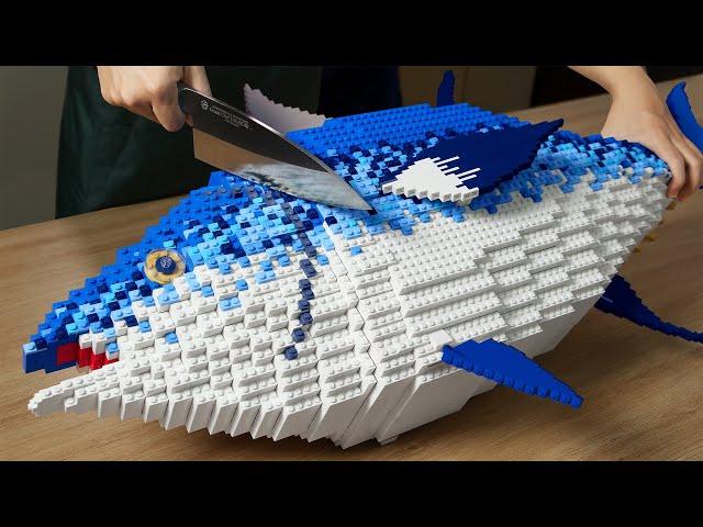 Unlimited BLUEFIN TUNA cutting Challenge IRL || Lego Sea Food Cooking Stop Motion vs ASMR