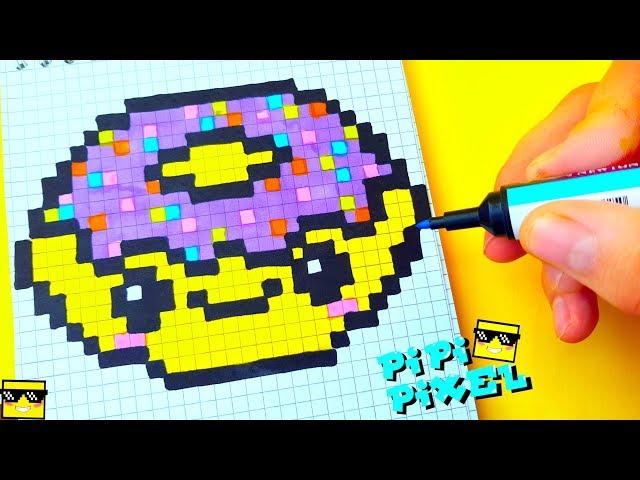 МИЛЫЙ ПОНЧИК по клеточкам  KAWAII DONUT  !PIXEL ART HOW TO DRAW РИСУЕМ ПО КЛЕТОЧКАМ КАВАЙНЫЙ