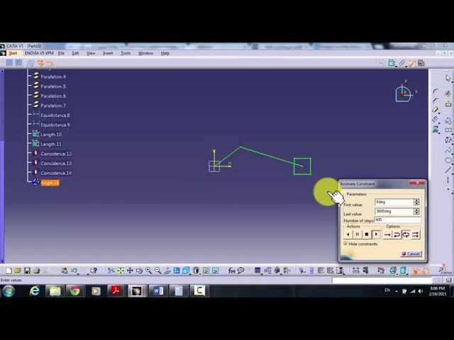 CATIA V5 constraints animation