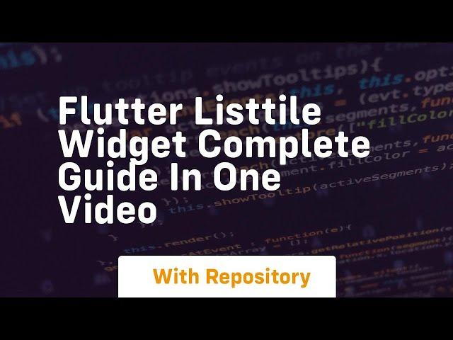 flutter listtile widget complete guide in one video