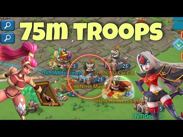 Lords Mobile - 75m troops ONLINE targets. Multi-rally trap is talking rallies from 5 piece emperor!