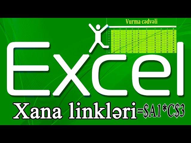 Microsoft Excel Azerbaycanca dərs vurma cedveli qarisiq xanalinkleri A$1 $B1 excel dərsi