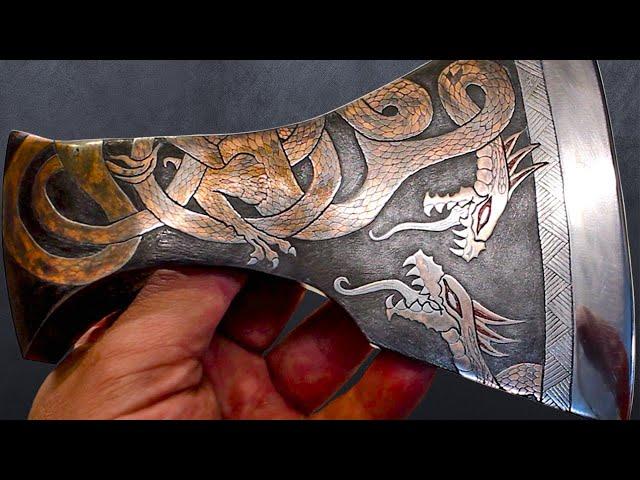 I've never done that. Copper dragon on an old axe. Restoration.