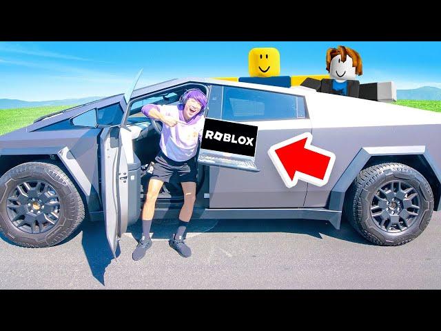 TESLA CYBERTRUCK vs ROBLOX CYBERTRUCK OBBY!? (ROBLOX CAR OBBY IN REAL LIFE CHALLENGE!)