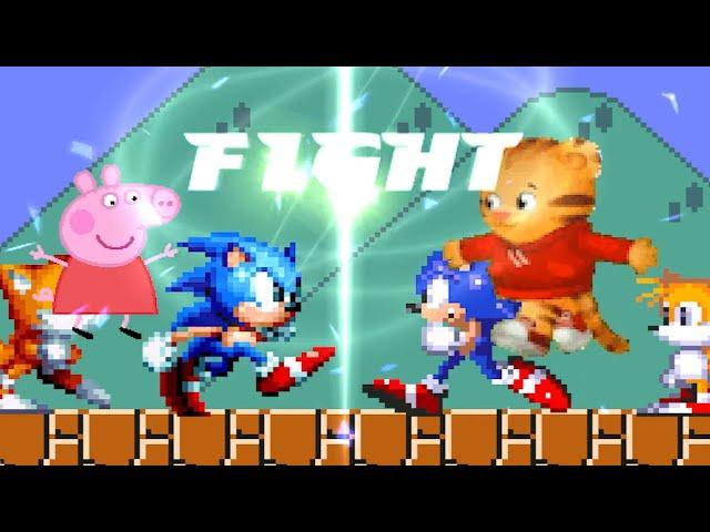 TEAM SONIC MANIA & PEPPA PIG  FIGHTS  TEAM SONIC TFTA & DANIEL TIGER | RACE TO 3 WINS