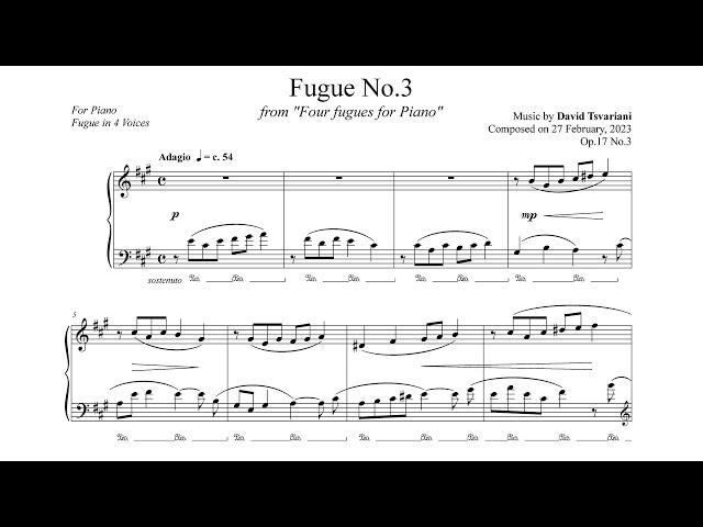 Fugue in A (Op.17 No.3) By David Tsvariani